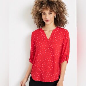 Maurices Red Heart Patterned Blouse xxl